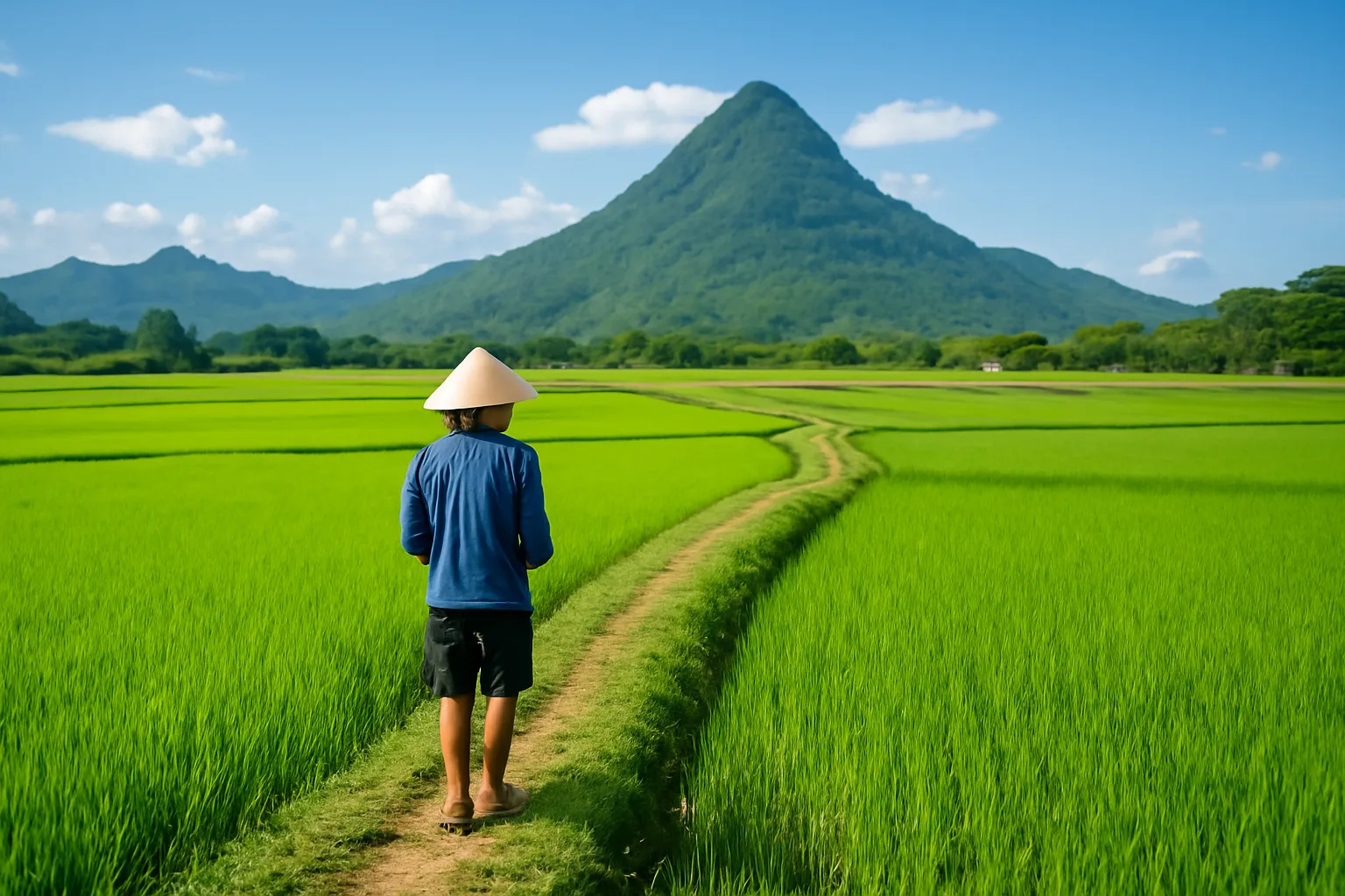 Cánh đồng miền Tây dưới chân núi Ba Thê với những gò đất thấp